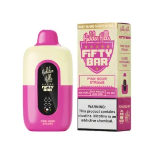 Pink Sour Straws Hidden Hills X Fifty Bar 20K Puffs Disposable Vape